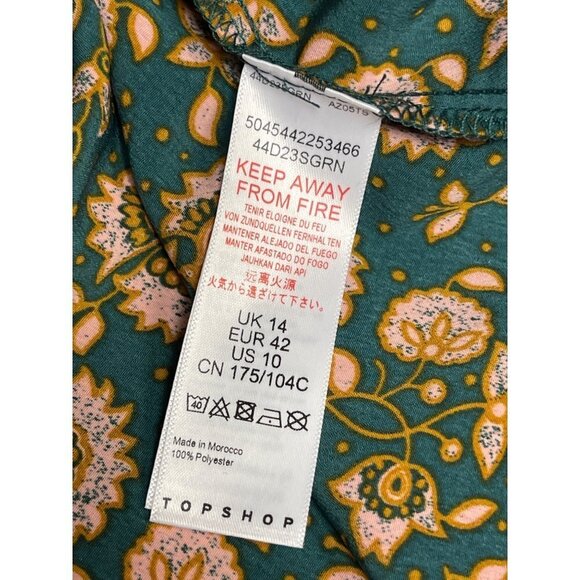 NEW! Topshop Willmor Floral Print Maternity Wrap Dress Green Women's Size 10 - Picture 11 of 11